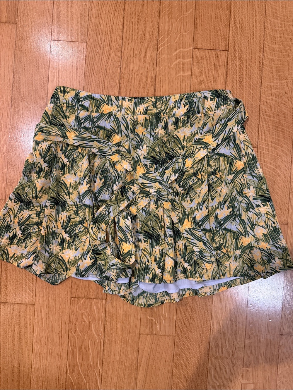 Sunday Best Yellow and Green Floral Tie-Front Shorts